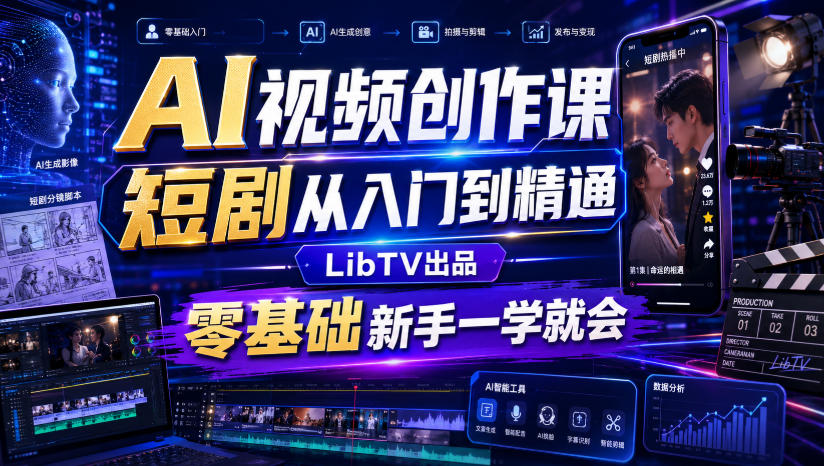 AI视频创作课,短剧从入门到精通,LibTV出品,零基础新手一学就会 20260803050143-6a7020b724f66.jpg