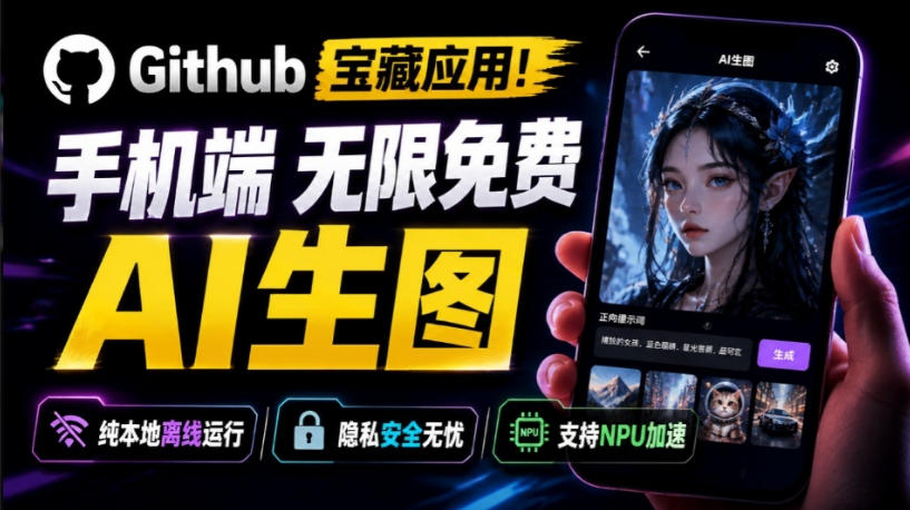 Github宝藏应用!手机端无限免费AI生图,纯本地离线运行,支持NPU加速斩获3.1k stars,local-dream 20260803050149-6a7020bd4583b.jpg