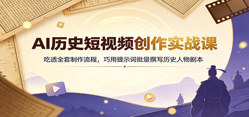 AI历史短视频创作实战课:吃透全套制作流程,巧用提示词批量撰写历史人物剧本 20260803170035-6a70c933849fb.jpg