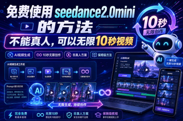 免费使用seedance2.0mini的方法,不能真人,可以无限10秒视频,9图+3音频参考 20260805050051-6a72c383373b5.jpg