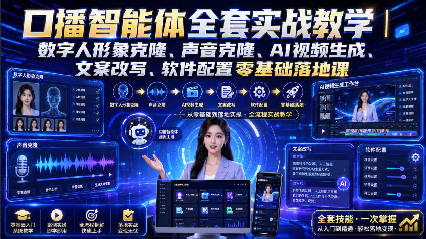 口播智能体全套实战教学|数字人形象克隆、声音克隆、AI视频生成、文案改写、软件配置零基础落地课 20260806050044-6a7414fc169c9.jpg