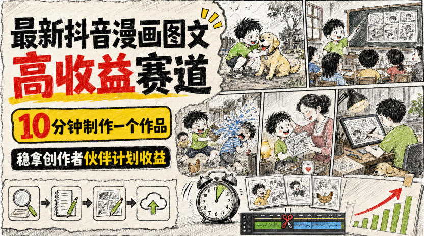 最新抖音漫画图文高收益赛道,10分钟制作一个作品,稳拿创作者伙伴计划收益 20260806090116-6a744d5c93e47.jpg