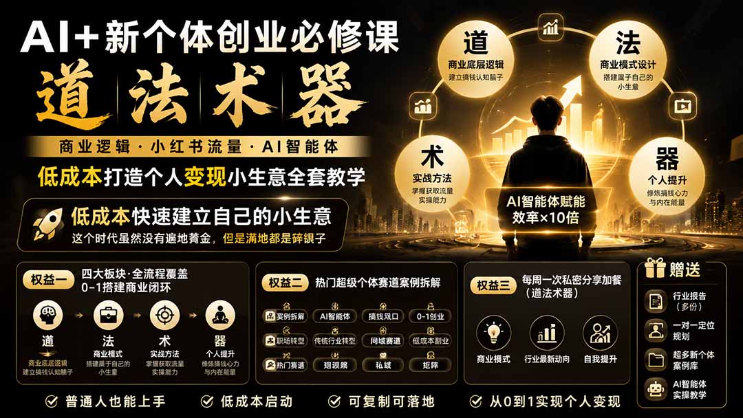 (19738期)AI+新个体创业必修课|道法术器|商业逻辑·小红书流量·AI智能体|低成本打造个人变现小生意全套教学 20260806150151-6a74a1df5f15b.jpg