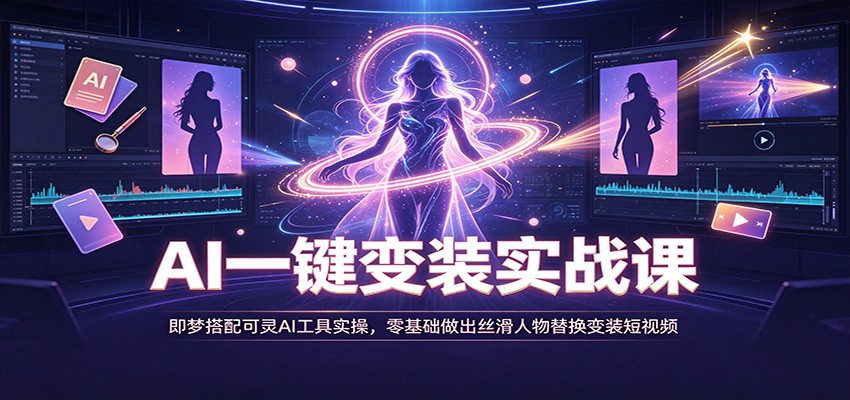 AI一键变装实战课:即梦搭配可灵AI工具实操,零基础做出丝滑人物替换变装短视频 20260810070034-6a797712a9d92.jpg