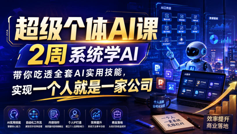 超级个体AI课,2周系统学AI,带你吃透全套AI实用技能,实现一个人就是一家公司 20260811030115-6a7a907b7a6ed.jpg