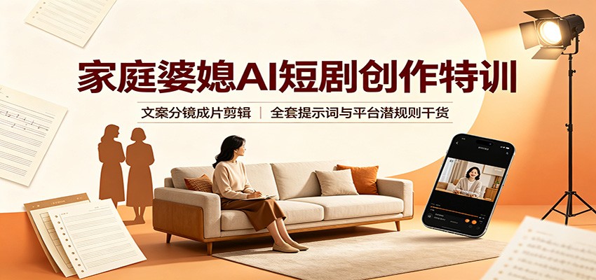 家庭婆媳AI短剧创作特训:文案分镜成片剪辑,全套提示词与平台潜规则干货 20260816070045-6a81601d17b2d.jpg