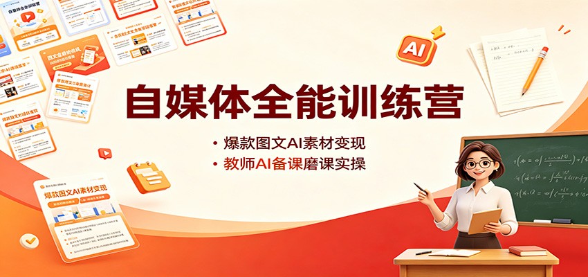 自媒体全能训练营:爆款图文AI素材变现,教师AI备课磨课实操 20260816190059-6a8208eb1773f.jpg