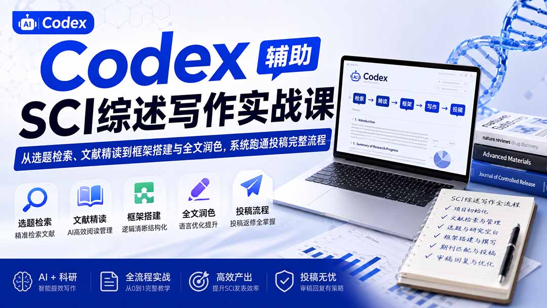 (19751期)Codex辅助SCI综述写作实战课——从选题检索、文献精读到框架搭建与全文润色,系统跑通投稿完整流程 20260819050208-6a8538d04bc70.jpg
