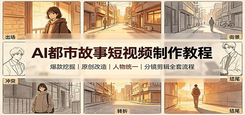 AI都市故事短视频制作教程:爆款挖掘原创改造,人物统一分镜剪辑全套流程 20260819170046-6a85e13e6f048.jpg