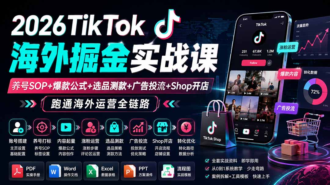 (19973期)2026TikTok海外掘金实战课——养号SOP+爆款公式+选品测款+广告投流+Shop开店,跑通海外运营全链路 20260820090128-6a86c268998c0.jpg
