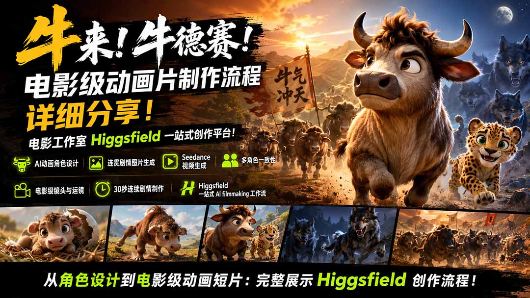 (19987期)牛来!牛德赛!电影级动画片制作流程详细分享!电影工作室Higgsfield一站式创作平台! 20260821050111-6a87db9710a9c.jpg