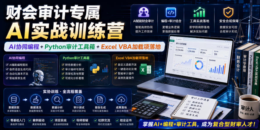 财会审计专属AI实战训练营|AI协同编程+Python审计工具箱+Excel VBA加载项落地(更新0816) 20260821050552-6a87dcb09c0f6.jpg