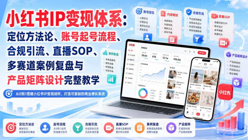 小红书IP变现体系:定位方法论、账号起号流程、合规引流、直播SOP、多赛道案例复盘与产品矩阵设计完整教学 20260821050616-6a87dcc806cd6.jpg