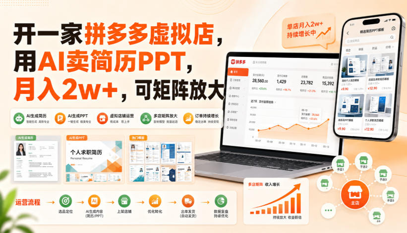 开一家拼多多虚拟店,用AI卖简历PPT,月入2w+,可矩阵放大 20260821050622-6a87dcce5c3a1.jpg