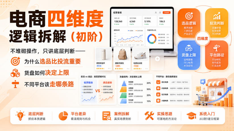 电商四维度逻辑拆解(初阶)不堆砌操作,只讲底层判断——为什么选品比投流重要、货盘如何决定上限、不同平台该走哪条路 20260821050624-6a87dcd010326.jpg