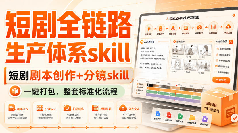 短剧全链路生产体系skill,短剧剧本创作+分镜skill,一键打包,整套标准化流程 20260821050628-6a87dcd4b6720.jpg