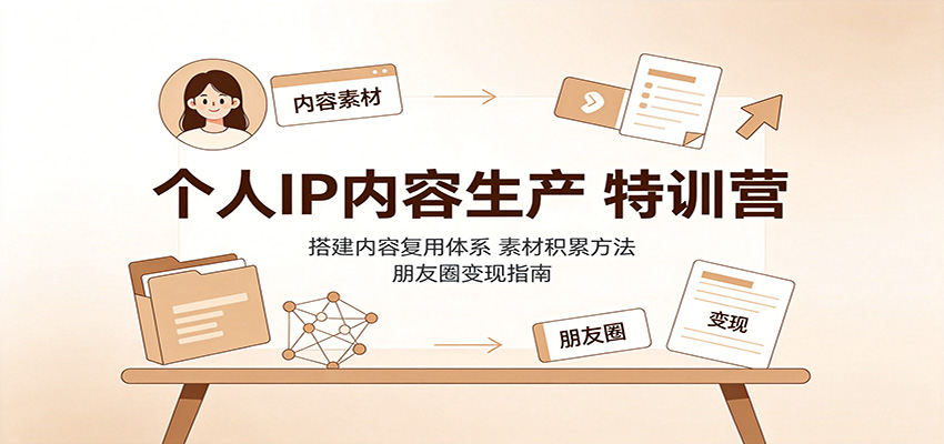个人IP内容生产特训营:搭建内容复用体系,素材积累方法,朋友圈变现指南 20260823010049-6a8a4641a89d3.jpg
