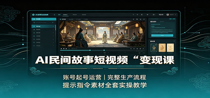 AI民间故事短视频变现课:账号起号运营,完整生产流程,提示指令素材全套实操教学 20260823070034-6a8a9a92ca612.jpg