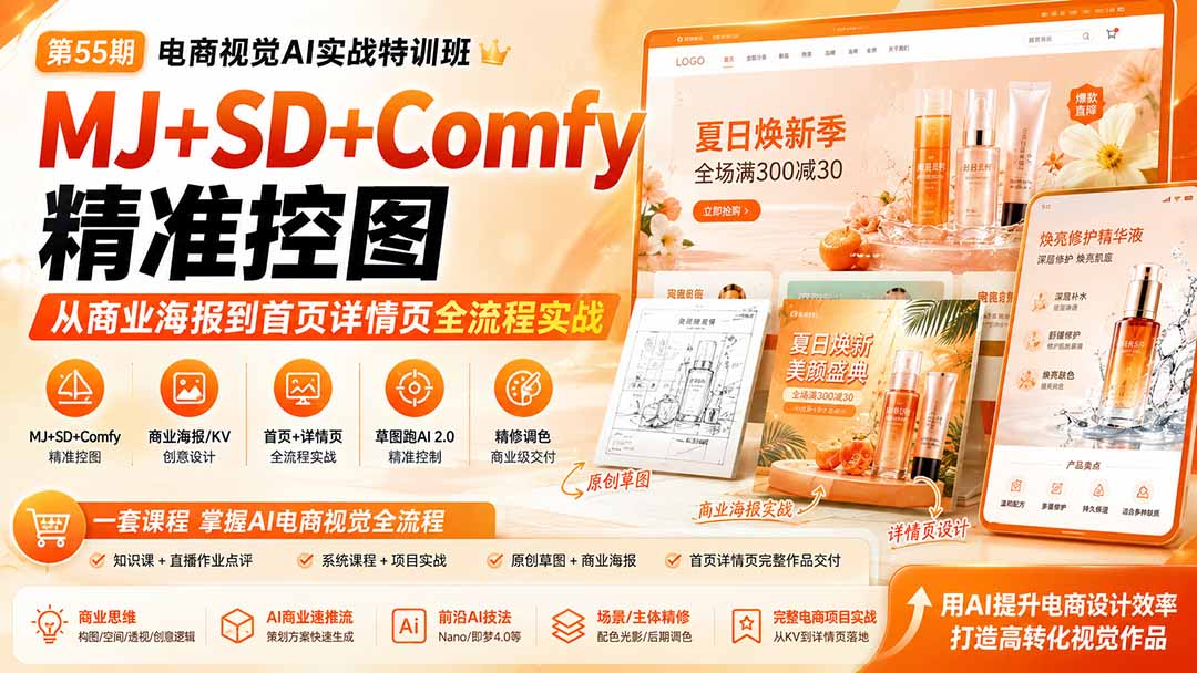 (20027期)电商视觉 AI实战训练营第55期:MJ+SD+Comfy精准控图,从商业海报到首页详情页全流程实战 20260823070319-6a8a9b372cc43.jpg