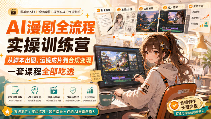 AI漫剧全流程实操训练营,从脚本出图、运镜成片到合规变现,一套课程全部吃透 20260824090041-6a8c083921950.jpg