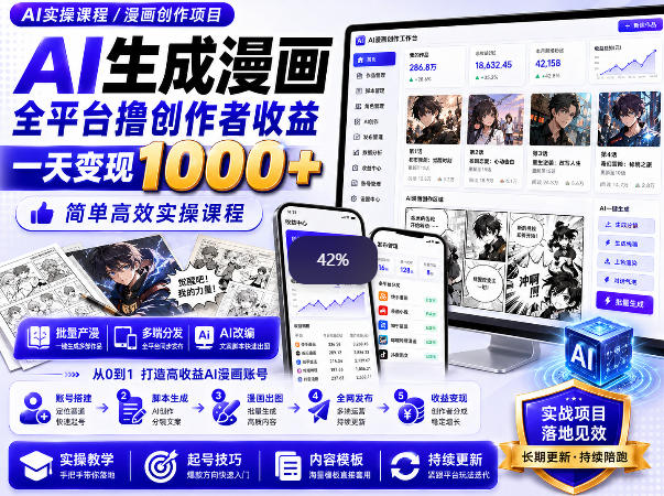 AI生成漫画全平台撸创作者收益内部课程,实操最高单日变现1k+ 20260825050057-6a8d218965c69.jpg