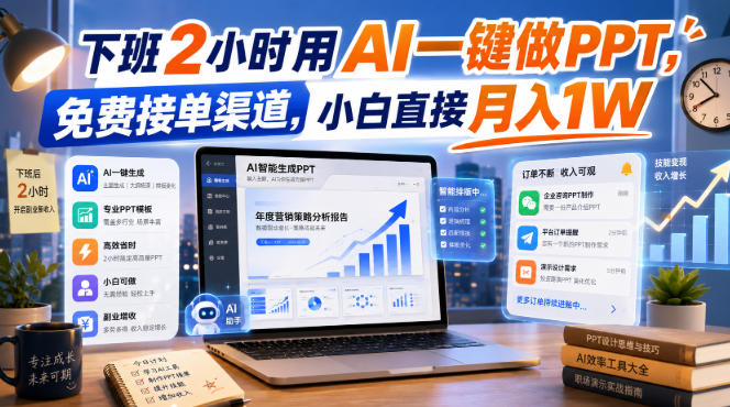 下班2小时用AI一键做PPT,免费接单渠道,小白直接月入1W 20260827030255-6a8fa8df0b4e7.jpg