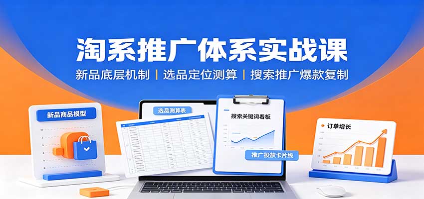淘系推广体系实战课:新品底层机制,选品定位测算,搜索推广爆款复制 20260828030135-6a90fa0fd4b6e.jpg