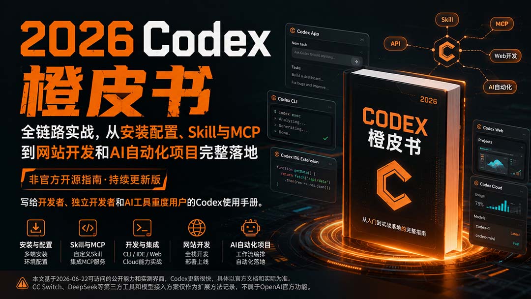 (20105期)2026Codex橙皮书:全链路实战,从安装配置、Skill与MCP到网站开发和AI自动化项目完整落地 20260828070232-6a913288767d8.jpg