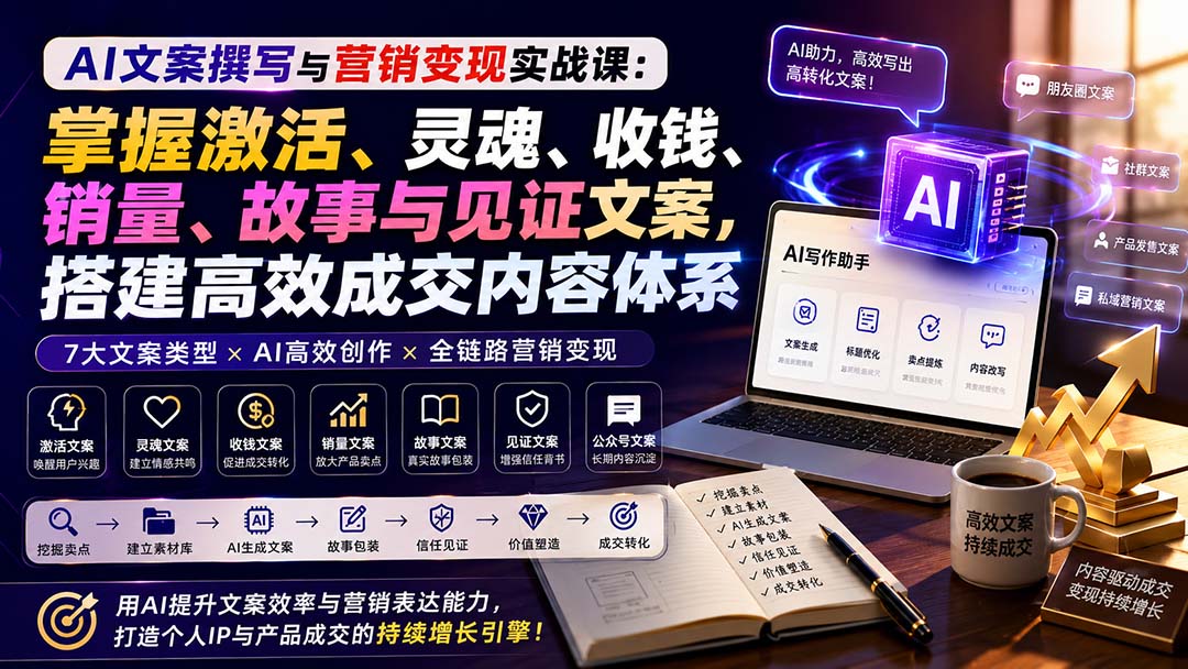 (20126期)AI文案撰写与营销变现实战课:掌握激活、灵魂、收钱、销量、故事与见证文案,搭建高效成交内容体系 20260829070100-6a9283ac42fa3.jpg