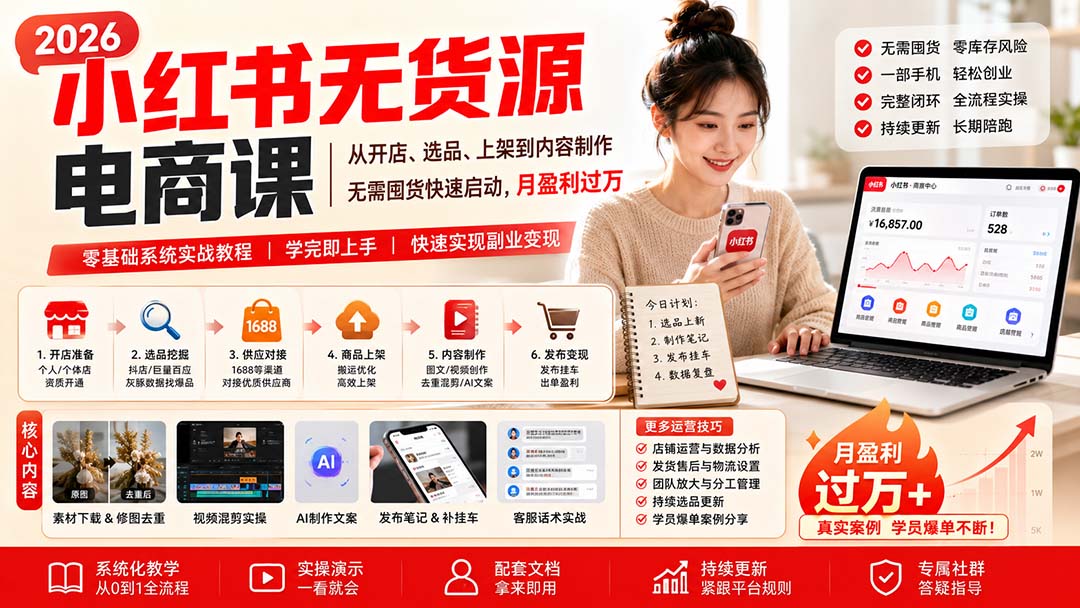 (20154期)小红书无货源电商课(8月30更新):从开店、选品、上架到内容制作,无需囤货快速启动,月盈利过万 20260831050512-6a950b88ab126.jpg