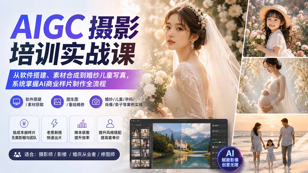 (20161期)AIGC摄影培训实战课:从软件搭建、素材合成到婚纱儿童写真,系统掌握AI商业样片制作全流程 20260901050438-6a965ce671dd9.jpg