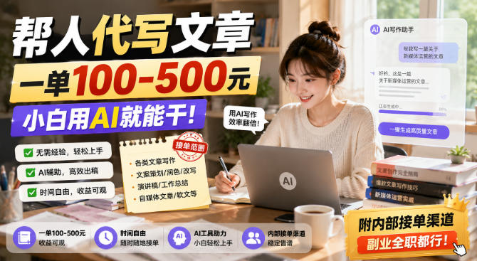 帮人代写文章,一单100-500,小白用AI就能干,附内部接单渠道,副业全职都行 20260902010140-6a97757475e89.jpg