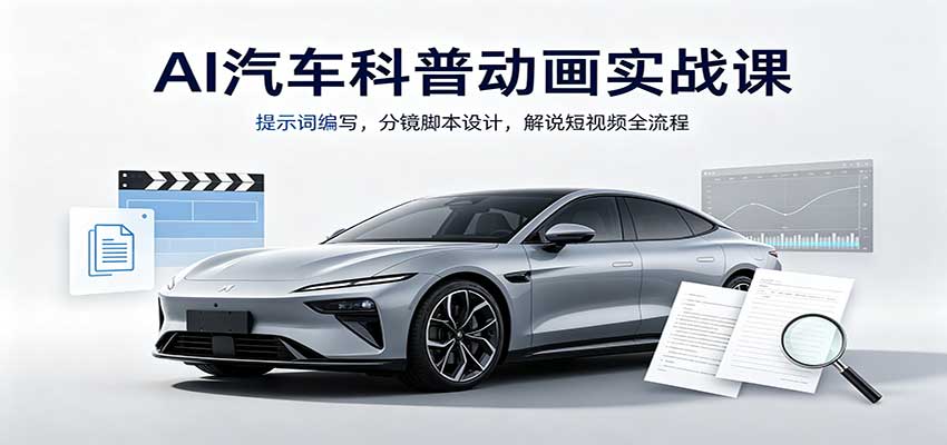AI汽车科普动画实战课:提示词编写,分镜脚本设计,解说短视频全流程 20260902010151-6a97757f667a3.jpg
