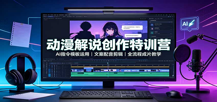 动漫解说创作特训营:AI指令模板运用,文案配音剪辑,全流程成片教学 20260906030351-6a9cd81706a6d.jpg
