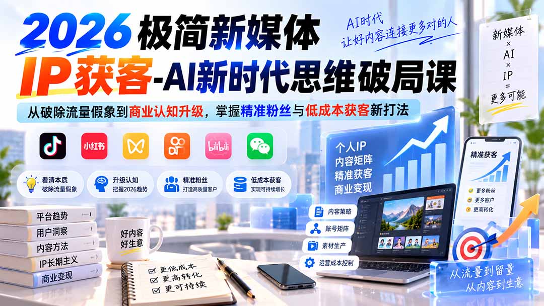 (20272期)2026极简新媒体IP获客-AI新时代思维破局课:从破除流量假象到商业认知升级,掌握精准粉丝与低成本获客新打法 20260906030402-6a9cd822211a3.jpg