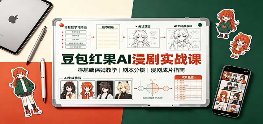 豆包红果AI漫剧实战课:零基础保姆教学,剧本分镜,漫剧成片指南 20260908030150-6a9f7a9e09201.jpg