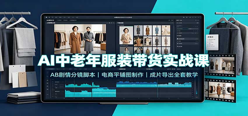 AI中老年服装带货实战课:AB剧情分镜脚本,电商平铺图制作,成片导出全套教学 20260908030156-6a9f7aa4ba863.jpg