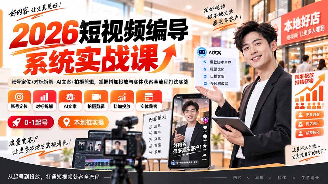 (20305期)2026短视频编导系统实战课:账号定位+对标拆解+AI文案+拍摄剪辑,掌握抖加投放与实体获客全流程打法实战 20260908030206-6a9f7aae20729.jpg