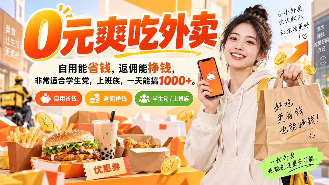 (20310期)0元爽吃外卖,自用能省钱,返佣能挣钱,非常适合学生党,上班族,一天能搞1000+ 20260908030239-6a9f7acf4eac1.jpg