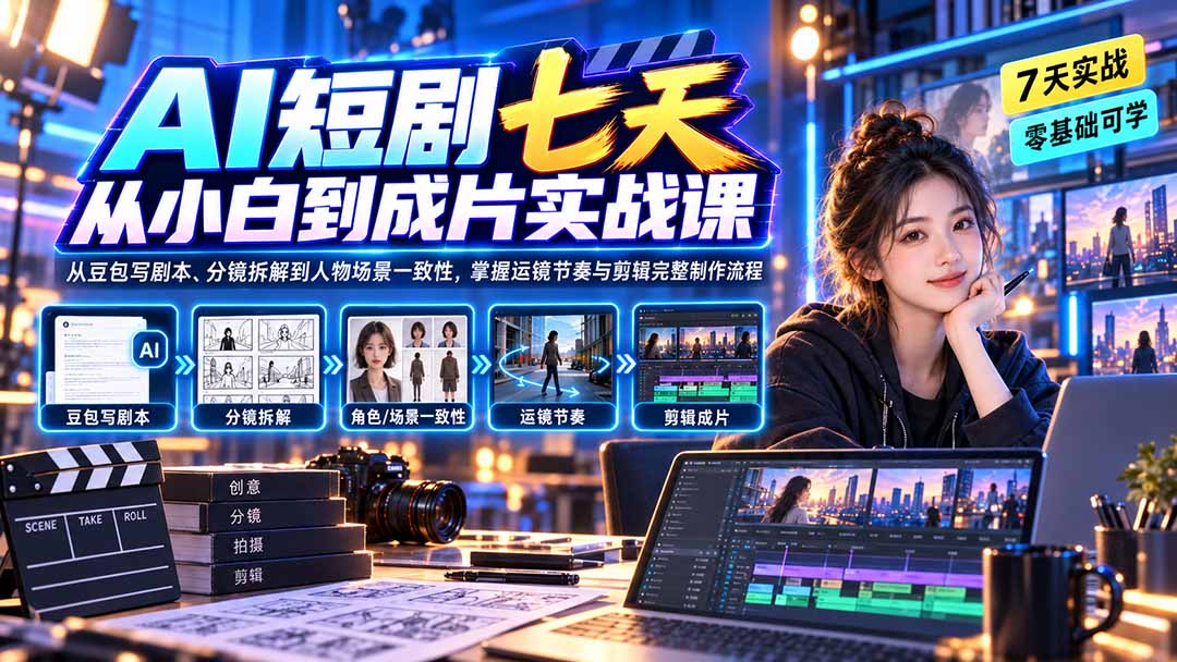 (20329期)AI短剧七天从小白到成片实战课:从豆包写剧本、分镜拆解到人物场景一致性,掌握运镜节奏与剪辑完整制作流程 20260909030513-6aa0cce9bc88b.jpg