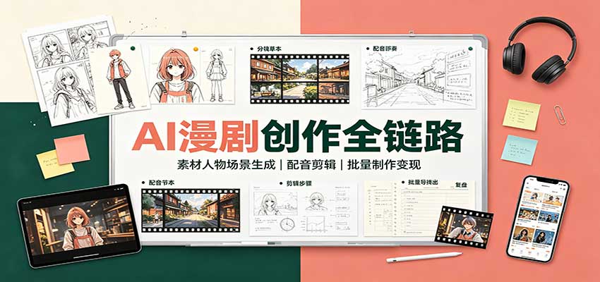 AI漫剧创作全链路:素材人物场景生成,配音剪辑,批量制作变现 20260910070240-6aa256106e0e5.jpg