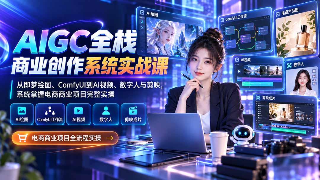(20342期)AIGC全栈商业创作系统实战课:从即梦绘图、ComfyUI到AI视频、数字人与剪映,系统掌握电商商业项目完整实操 20260910070435-6aa256837b142.jpg