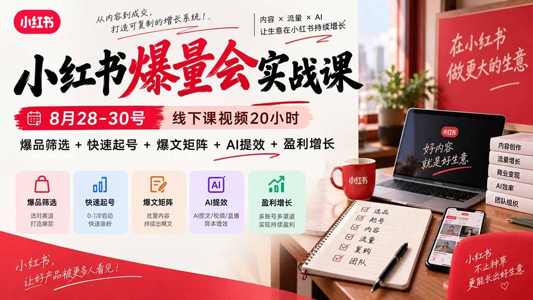 (20359期)小红书爆量会实战课:8月28-30号线下课视频20小时,爆品筛选+快速起号+爆文矩阵+AI提效+盈利增长 20260910070657-6aa25711e160f.jpg