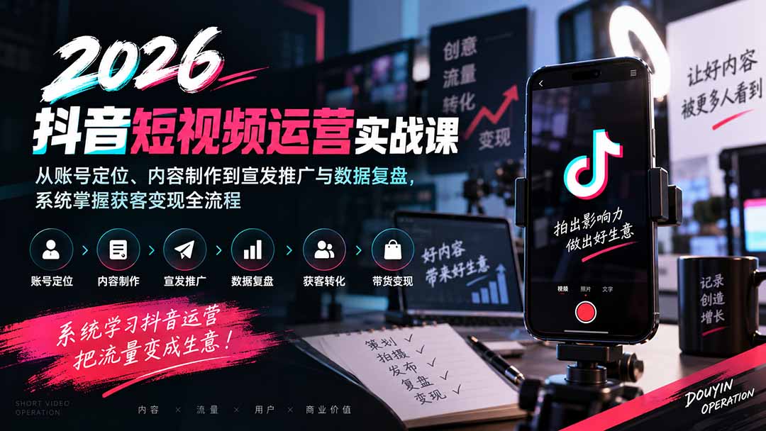 (20406期)2026抖音短视频运营实战课:从账号定位、内容制作到宣发推广与数据复盘,系统掌握获客变现全流程 20260912070105-6aa4f8b1e41a6.jpg