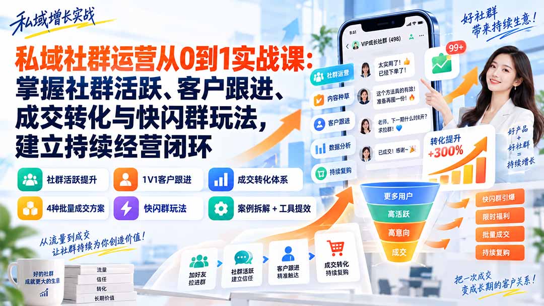 (20428期)私域社群运营从0到1实战课:掌握社群活跃、客户跟进、成交转化与快闪群玩法,建立持续经营闭环 20260913070043-6aa64a1b49397.jpg