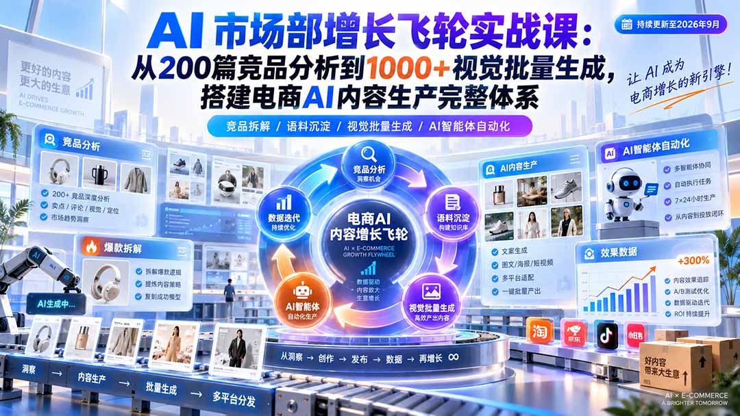 (20436期)AI 市场部增长飞轮实战课:从200篇竞品分析到1000+视觉批量生成,搭建电商AI内容生产完整体系 20260913150030-6aa6ba8eecae3.jpg