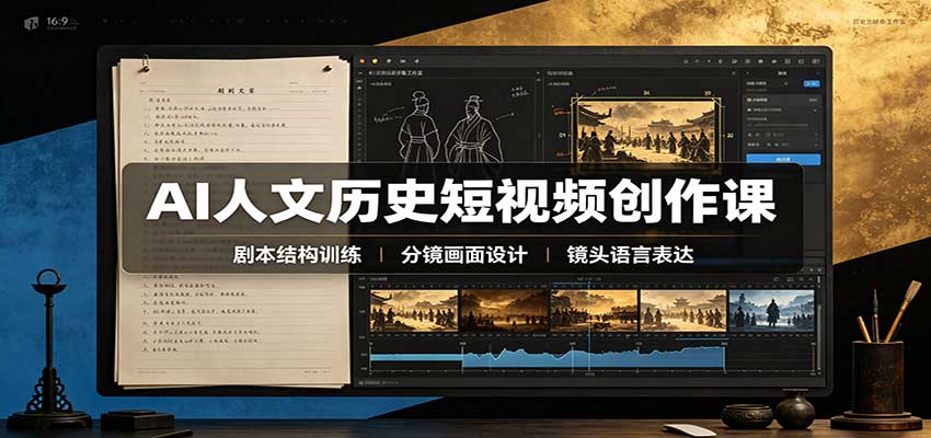 AI人文历史短视频创作课:赛道对标、剧本分镜制图,掌握视频完整产出流程 20260914070116-6aa79bbc9bb35.jpg
