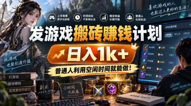 首发游戏搬砖賺钱计划,日入1k+,普通人利用空闲时间就能做!【揭秘】 20260914070118-6aa79bbea564e.jpg