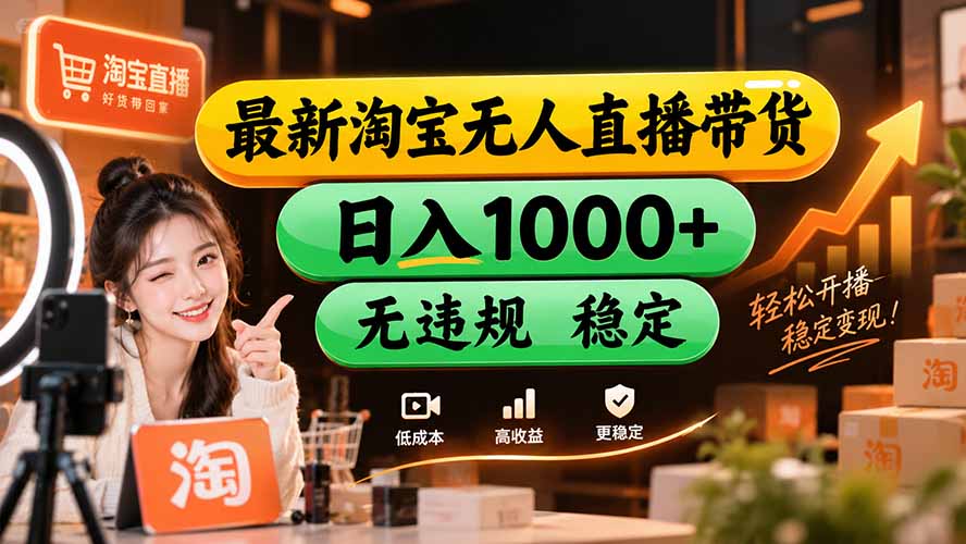(20453期)【新技术】淘宝无人直播,独家,日入2K+,无封号,可矩阵,长期稳定 20260914070134-6aa79bcec8450.jpg