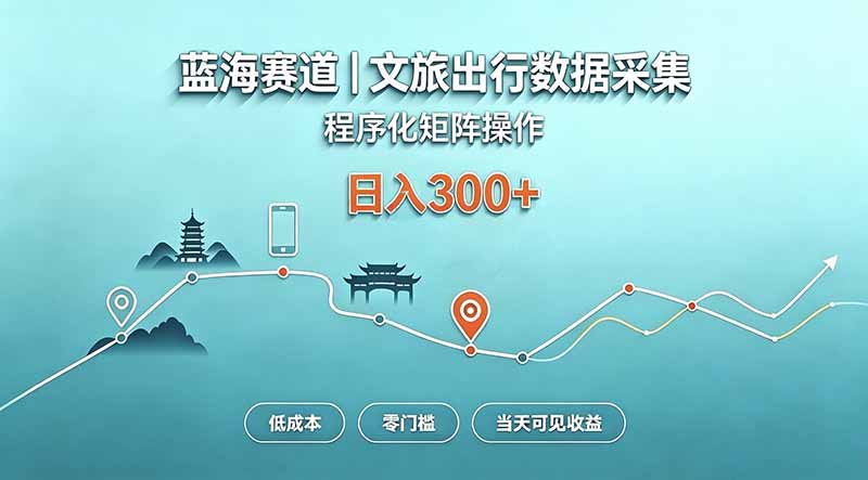 (20478期)蓝海赛道 文旅出行数据采集 程序化矩阵操作 低成本 零门槛 当天可见收益 日入300+ 20260915170303-6aa97a474f7db.jpg